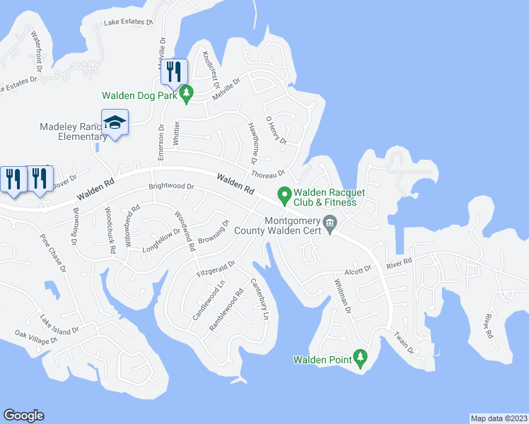 map of restaurants, bars, coffee shops, grocery stores, and more near 11922 Brightwood Drive in Montgomery