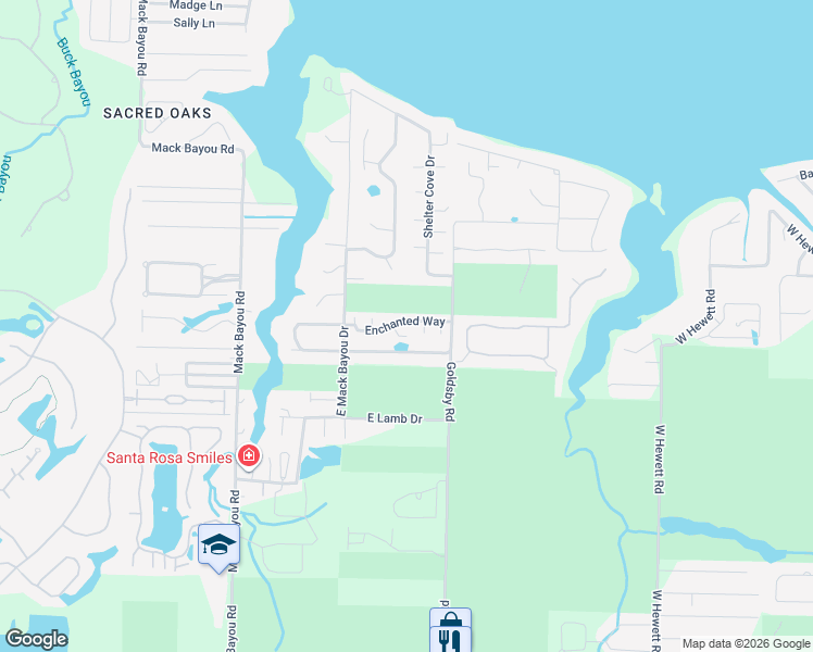 map of restaurants, bars, coffee shops, grocery stores, and more near 158 Enchanted Way in Santa Rosa Beach