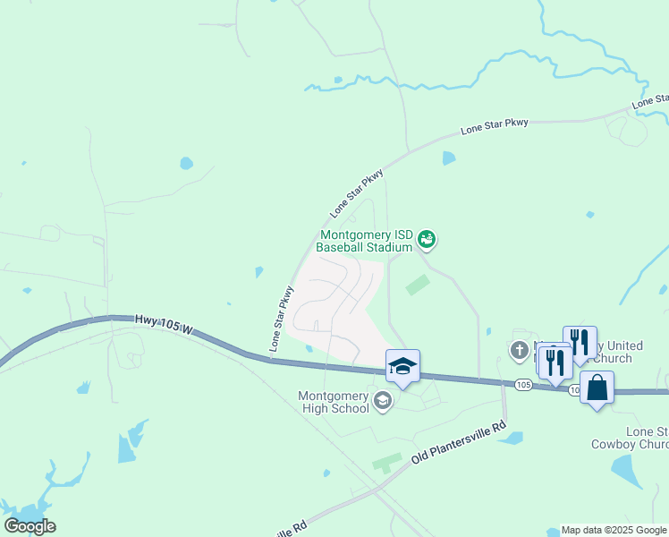 map of restaurants, bars, coffee shops, grocery stores, and more near 283 Brock's Lane in Montgomery