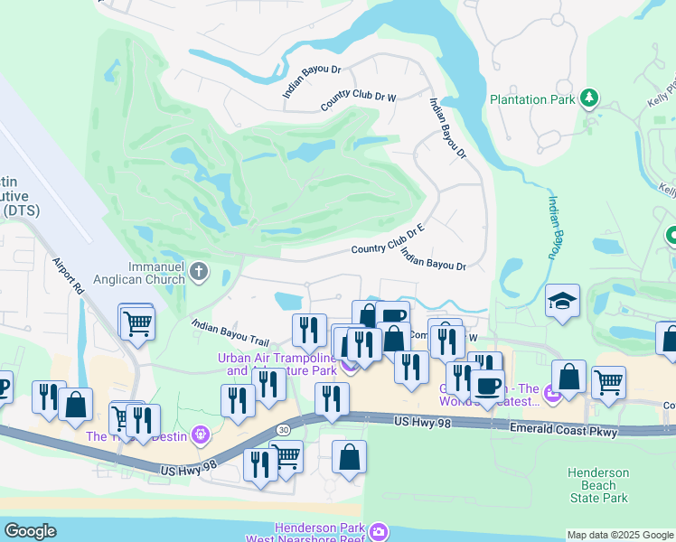 map of restaurants, bars, coffee shops, grocery stores, and more near 4034 Drifting Sand Trail in Destin