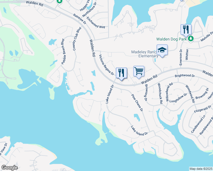 map of restaurants, bars, coffee shops, grocery stores, and more near 12900 Walden Road in Montgomery