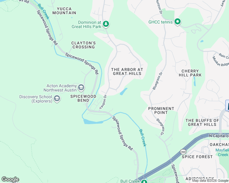 map of restaurants, bars, coffee shops, grocery stores, and more near 6105 Greyfeather Drive in Austin
