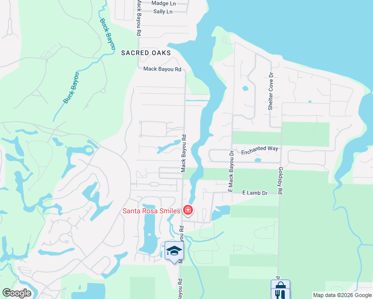 map of restaurants, bars, coffee shops, grocery stores, and more near 1174 Mack Bayou Road in Santa Rosa Beach