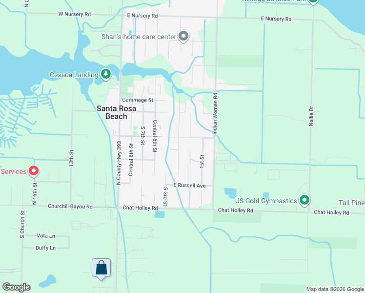 map of restaurants, bars, coffee shops, grocery stores, and more near 91 4th Street in Santa Rosa Beach