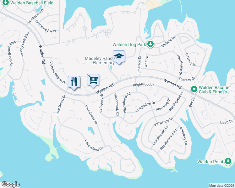 map of restaurants, bars, coffee shops, grocery stores, and more near 3322 Woodchuck Road in Montgomery