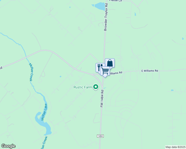 map of restaurants, bars, coffee shops, grocery stores, and more near FM 1484 Rd & E Williams Rd in Conroe