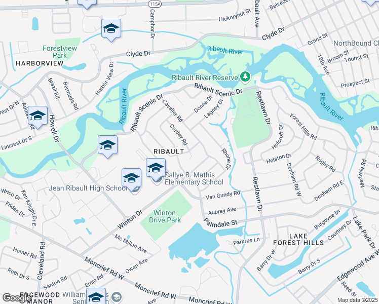 map of restaurants, bars, coffee shops, grocery stores, and more near 6700 Corday Court in Jacksonville