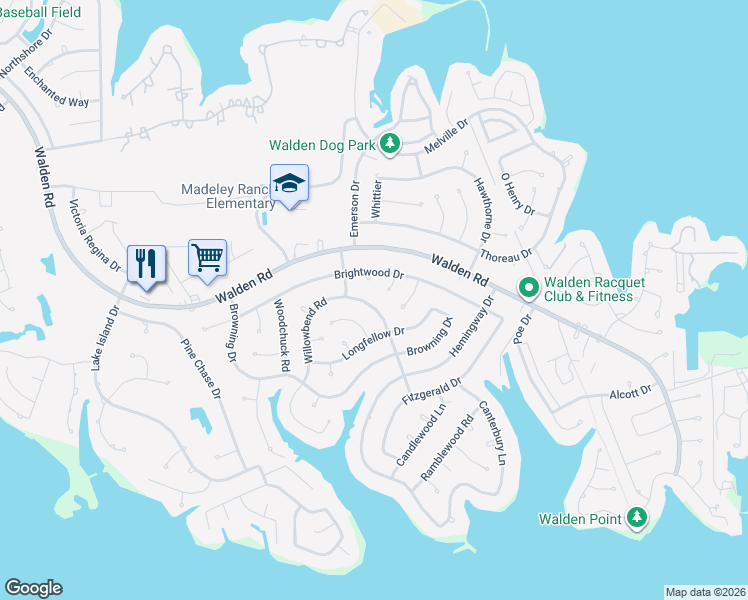 map of restaurants, bars, coffee shops, grocery stores, and more near 3206 Woodwind Road in Montgomery