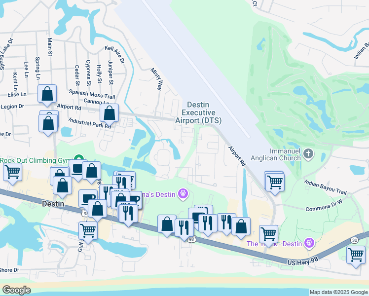 map of restaurants, bars, coffee shops, grocery stores, and more near 996 Airport Road in Destin