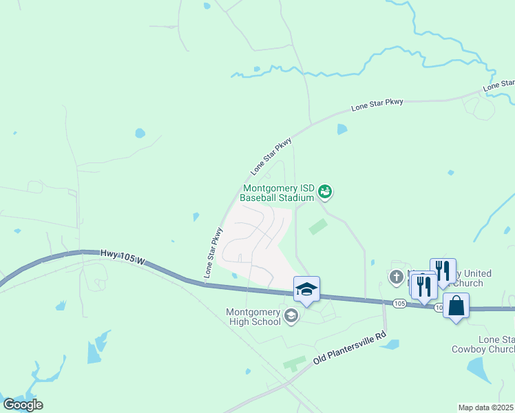 map of restaurants, bars, coffee shops, grocery stores, and more near 283 Brock's Lane in Montgomery