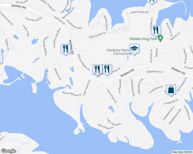 map of restaurants, bars, coffee shops, grocery stores, and more near 12833 Victoria Regina Drive in Montgomery