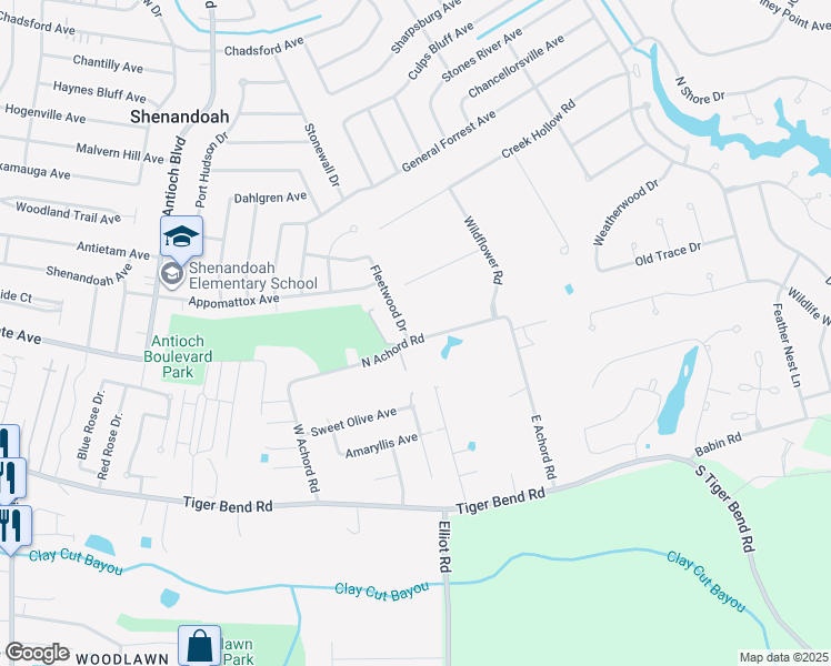 map of restaurants, bars, coffee shops, grocery stores, and more near 6155 Fleetwood Drive in Baton Rouge