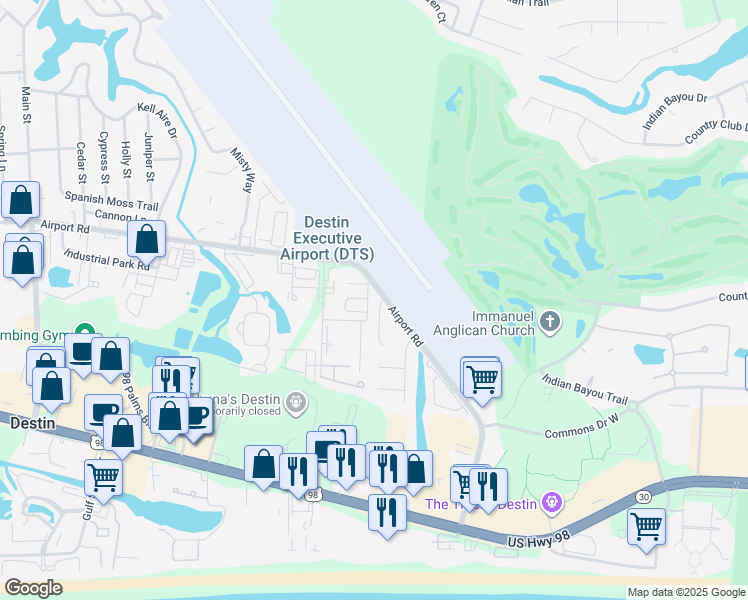 map of restaurants, bars, coffee shops, grocery stores, and more near 1102 Quail Circle in Destin