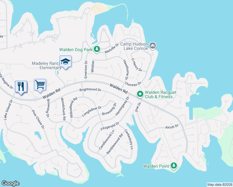 map of restaurants, bars, coffee shops, grocery stores, and more near 12106 Brightwood Drive in Montgomery