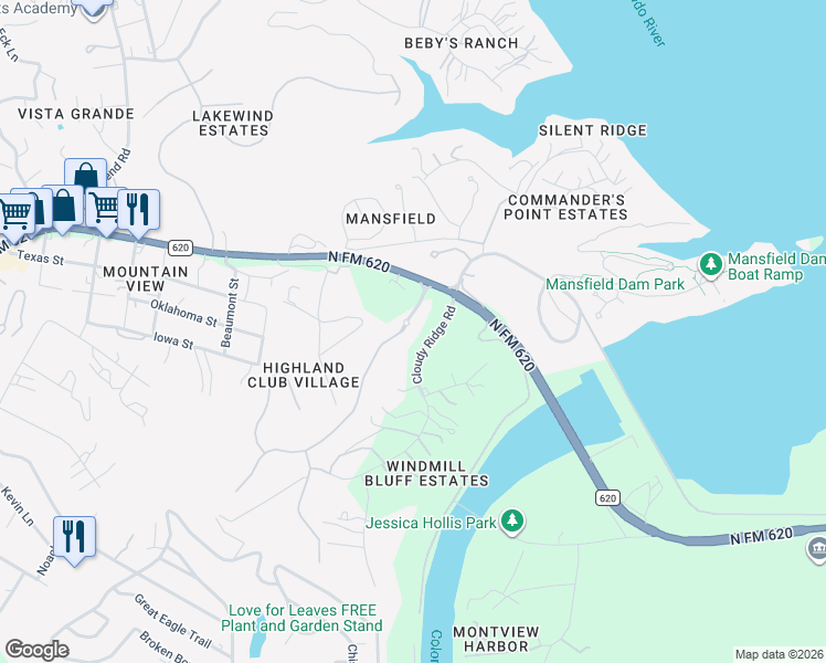 map of restaurants, bars, coffee shops, grocery stores, and more near 4004 Cloudy Ridge Road in Austin