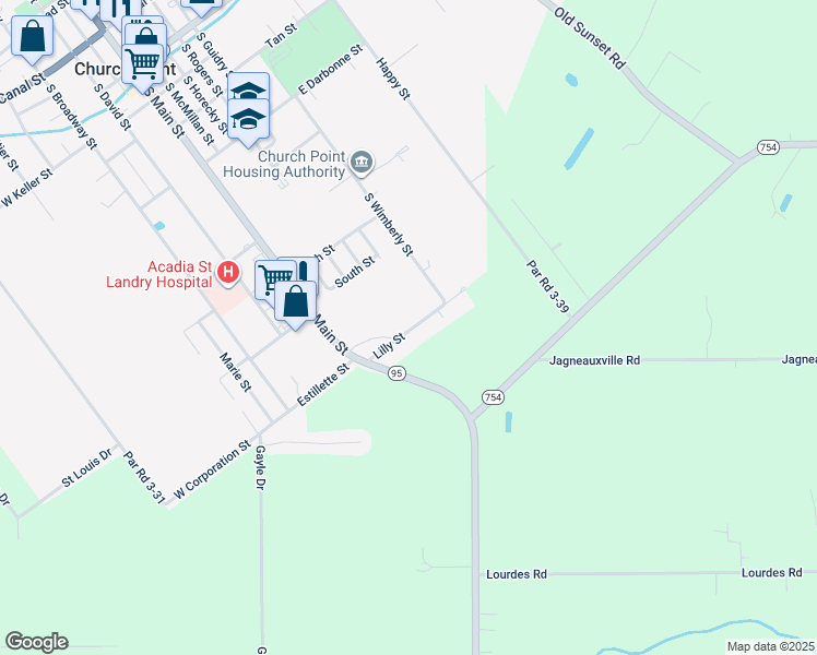 map of restaurants, bars, coffee shops, grocery stores, and more near in Church Point