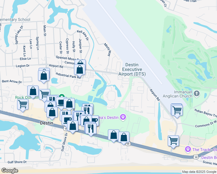 map of restaurants, bars, coffee shops, grocery stores, and more near 284 Twin Lakes Drive in Destin