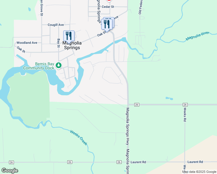 map of restaurants, bars, coffee shops, grocery stores, and more near 11920 Village Green Dr in Magnolia Springs