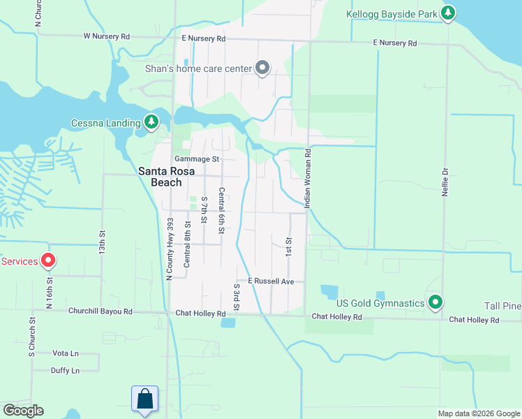 map of restaurants, bars, coffee shops, grocery stores, and more near 20 4th Street in Santa Rosa Beach