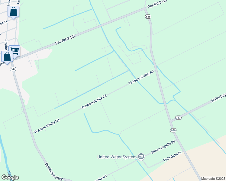 map of restaurants, bars, coffee shops, grocery stores, and more near 1152 Ti-Adam Guidry Road in Arnaudville