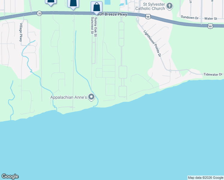 map of restaurants, bars, coffee shops, grocery stores, and more near 1600-1698 Lazy West Drive in Gulf Breeze