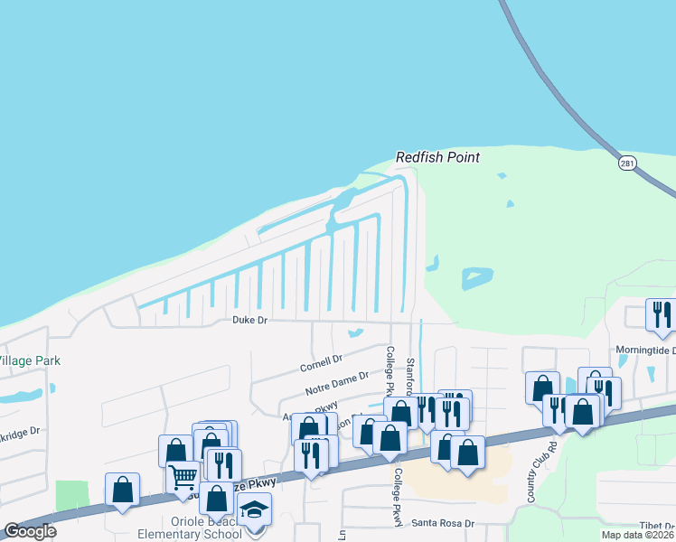 map of restaurants, bars, coffee shops, grocery stores, and more near 1635 Lahaina Court in Gulf Breeze