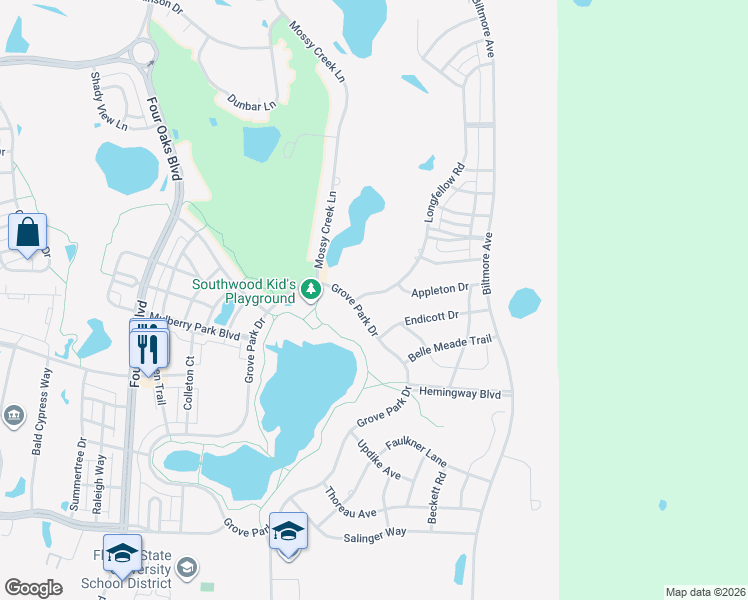 map of restaurants, bars, coffee shops, grocery stores, and more near 3793 Longfellow Road in Tallahassee