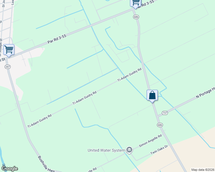 map of restaurants, bars, coffee shops, grocery stores, and more near 1111 Ti-Adam Guidry Road in Arnaudville