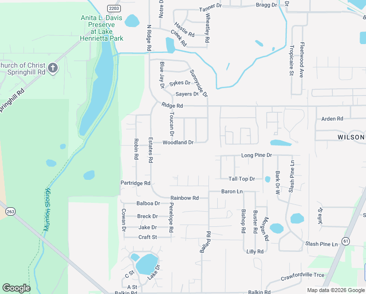 map of restaurants, bars, coffee shops, grocery stores, and more near 1109 Woodland Drive in Tallahassee