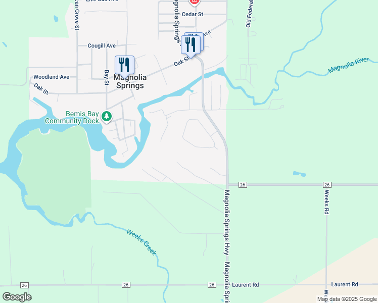 map of restaurants, bars, coffee shops, grocery stores, and more near 11920 Village Green Drive in Magnolia Springs