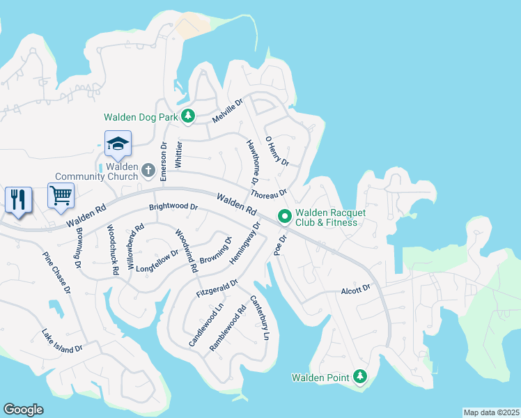 map of restaurants, bars, coffee shops, grocery stores, and more near 12002 Walden Road in Montgomery