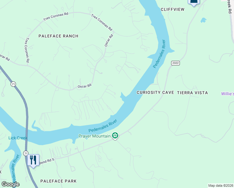 map of restaurants, bars, coffee shops, grocery stores, and more near 2203 Improver Rd in Spicewood