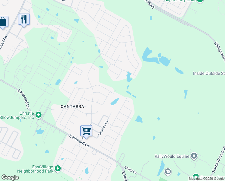 map of restaurants, bars, coffee shops, grocery stores, and more near 13625 Coomer Path in Pflugerville