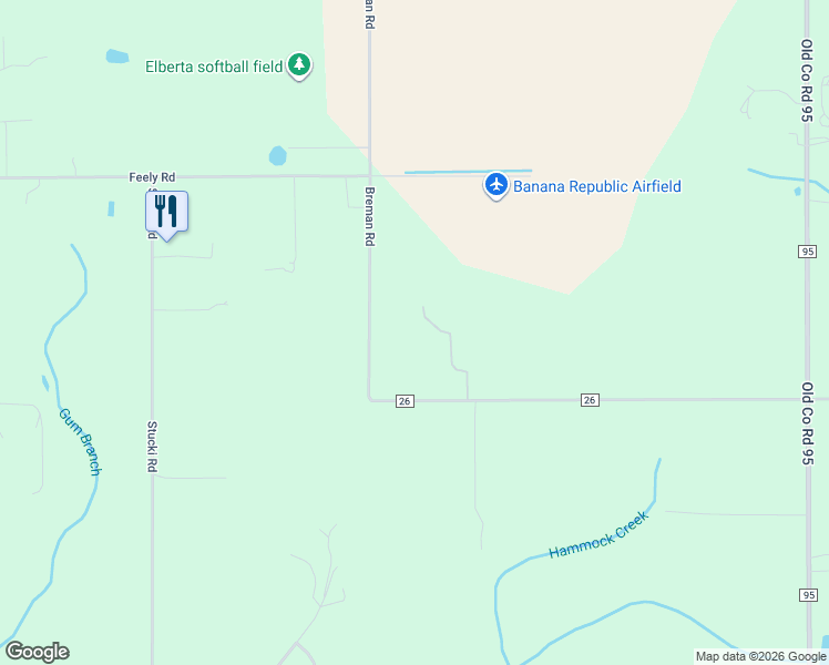 map of restaurants, bars, coffee shops, grocery stores, and more near 11650 Breman Road in Elberta