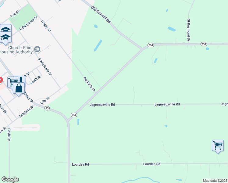 map of restaurants, bars, coffee shops, grocery stores, and more near 1376 Deanne Highway in Church Point