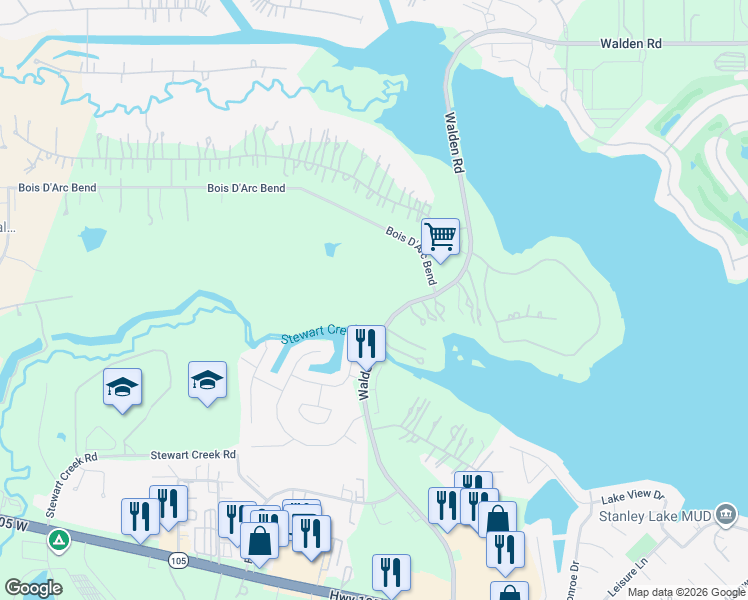 map of restaurants, bars, coffee shops, grocery stores, and more near 9938 Crescent Cove Drive in Montgomery
