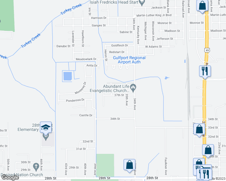 map of restaurants, bars, coffee shops, grocery stores, and more near 3708 37th Avenue in Gulfport