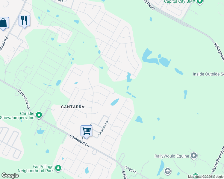 map of restaurants, bars, coffee shops, grocery stores, and more near 13625 Coomer Path in Pflugerville