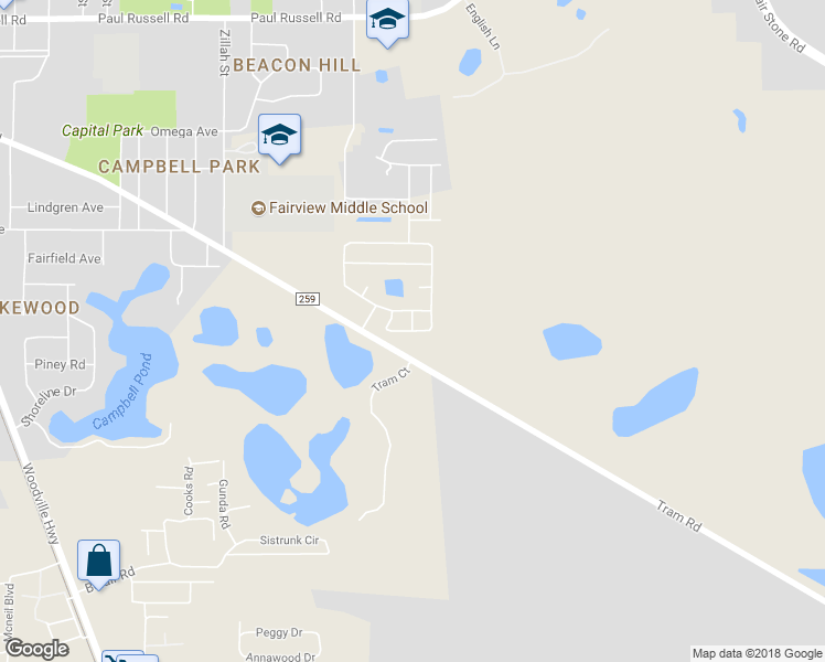 map of restaurants, bars, coffee shops, grocery stores, and more near 4784 Cypress Brooke Way in Tallahassee