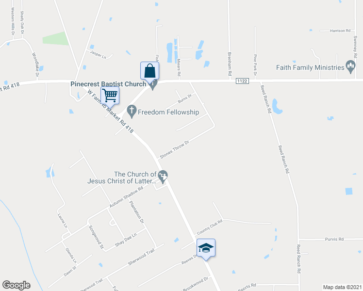 map of restaurants, bars, coffee shops, grocery stores, and more near 5675 Stones Throw Rd in Silsbee