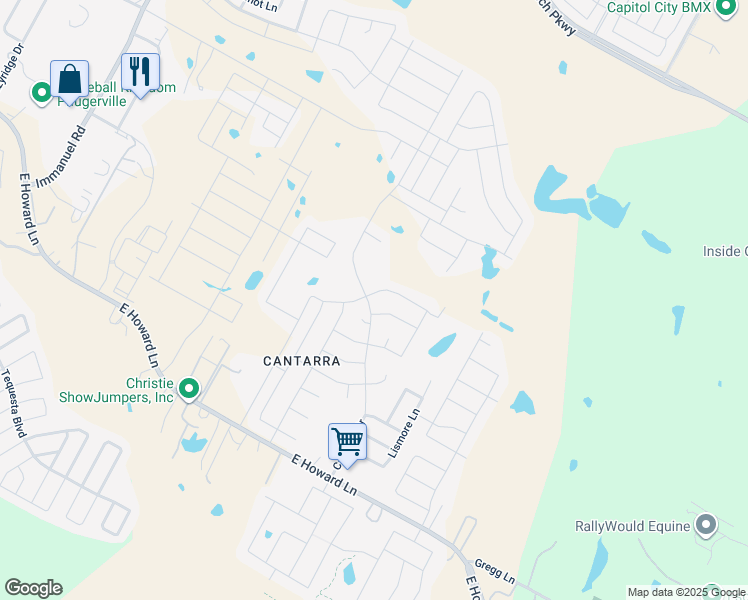 map of restaurants, bars, coffee shops, grocery stores, and more near 3301 Ortman Drive in Pflugerville