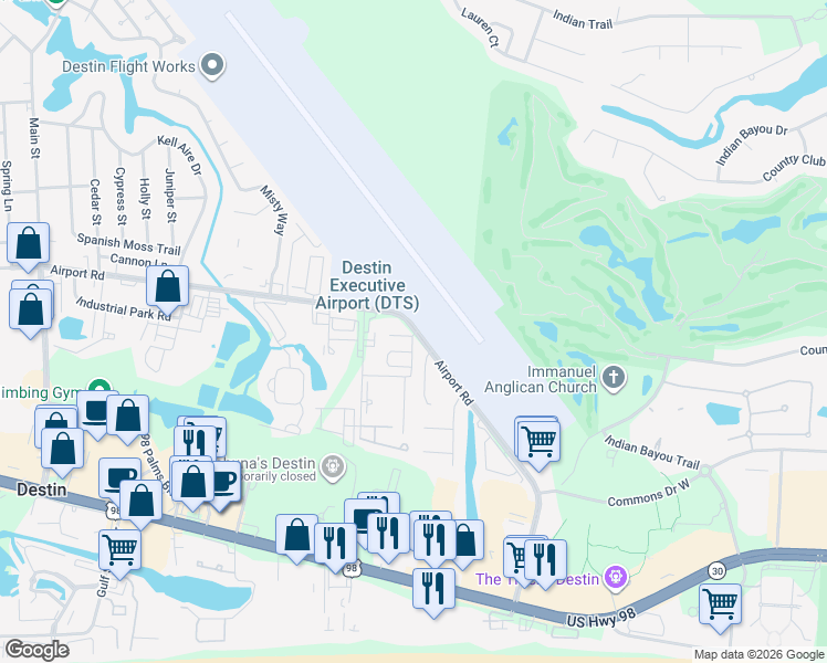 map of restaurants, bars, coffee shops, grocery stores, and more near in Destin