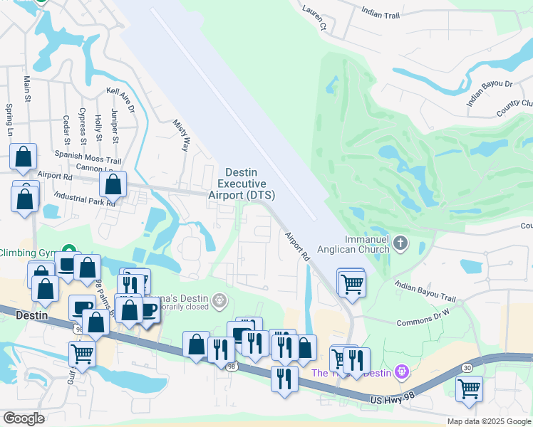 map of restaurants, bars, coffee shops, grocery stores, and more near 1102 Quail Circle in Destin