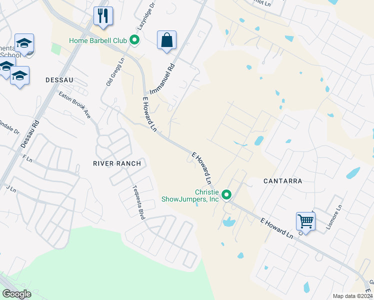 map of restaurants, bars, coffee shops, grocery stores, and more near 2363-4599 E Howard Lane in Pflugerville