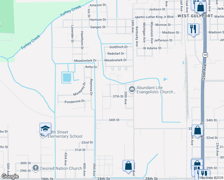 map of restaurants, bars, coffee shops, grocery stores, and more near 3704 37th Avenue in Gulfport