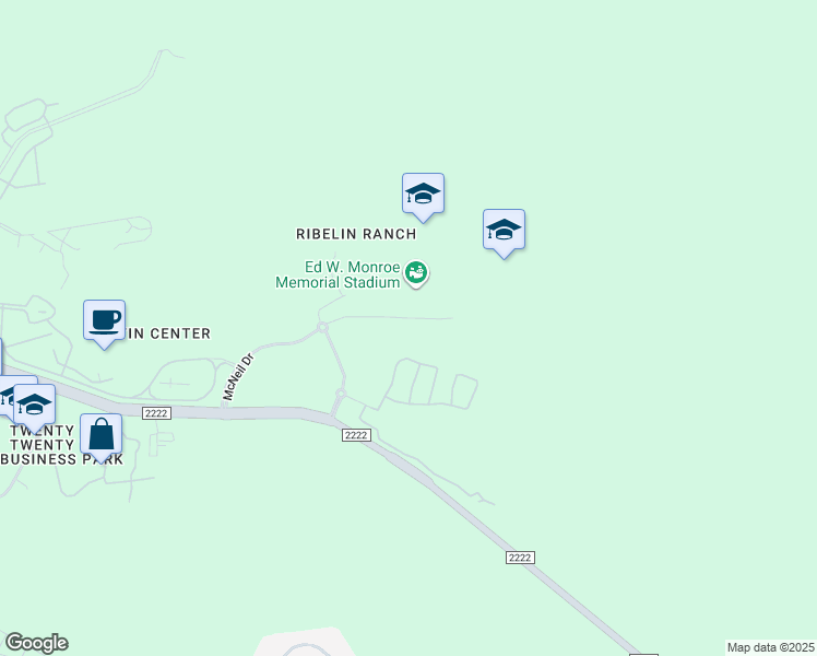 map of restaurants, bars, coffee shops, grocery stores, and more near 9415 McNeil Drive in Austin