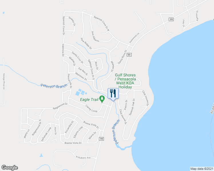 map of restaurants, bars, coffee shops, grocery stores, and more near 2584 Rosinton Circle in Lillian