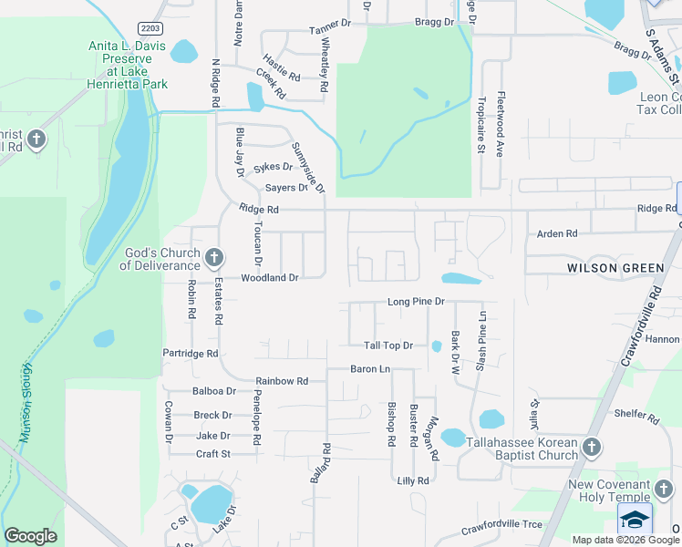 map of restaurants, bars, coffee shops, grocery stores, and more near 3527 Sunnyside Drive in Tallahassee