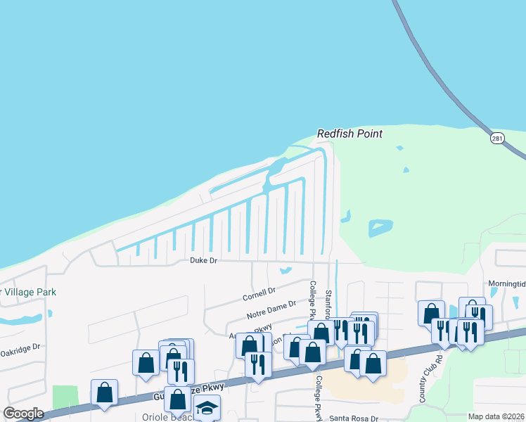 map of restaurants, bars, coffee shops, grocery stores, and more near 1635 Lahaina Court in Gulf Breeze