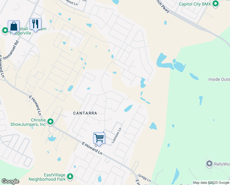 map of restaurants, bars, coffee shops, grocery stores, and more near 3312 Ortman Drive in Pflugerville